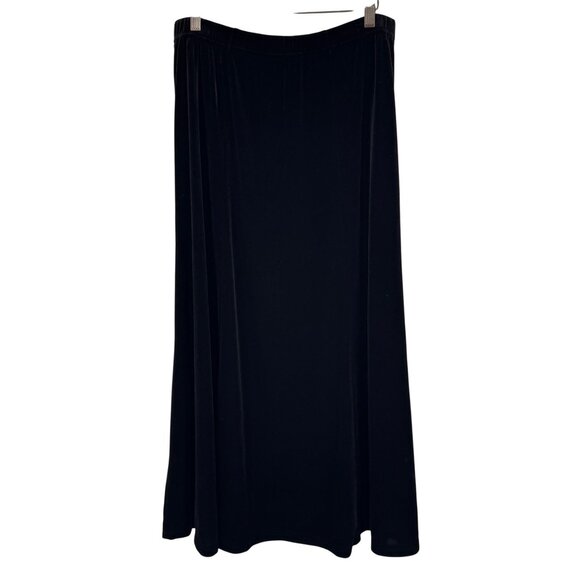 Coldwater Creek Black A-Line Maxi Skirt size Large velvet pull on - Picture 1 of 15
